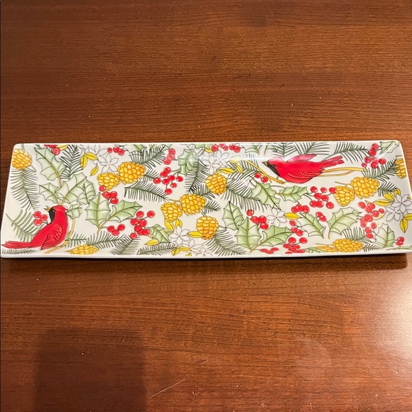 Vintage Boston Warehouse Red and Yellow Botanical Ceramic Platter - Picture 5 of 5